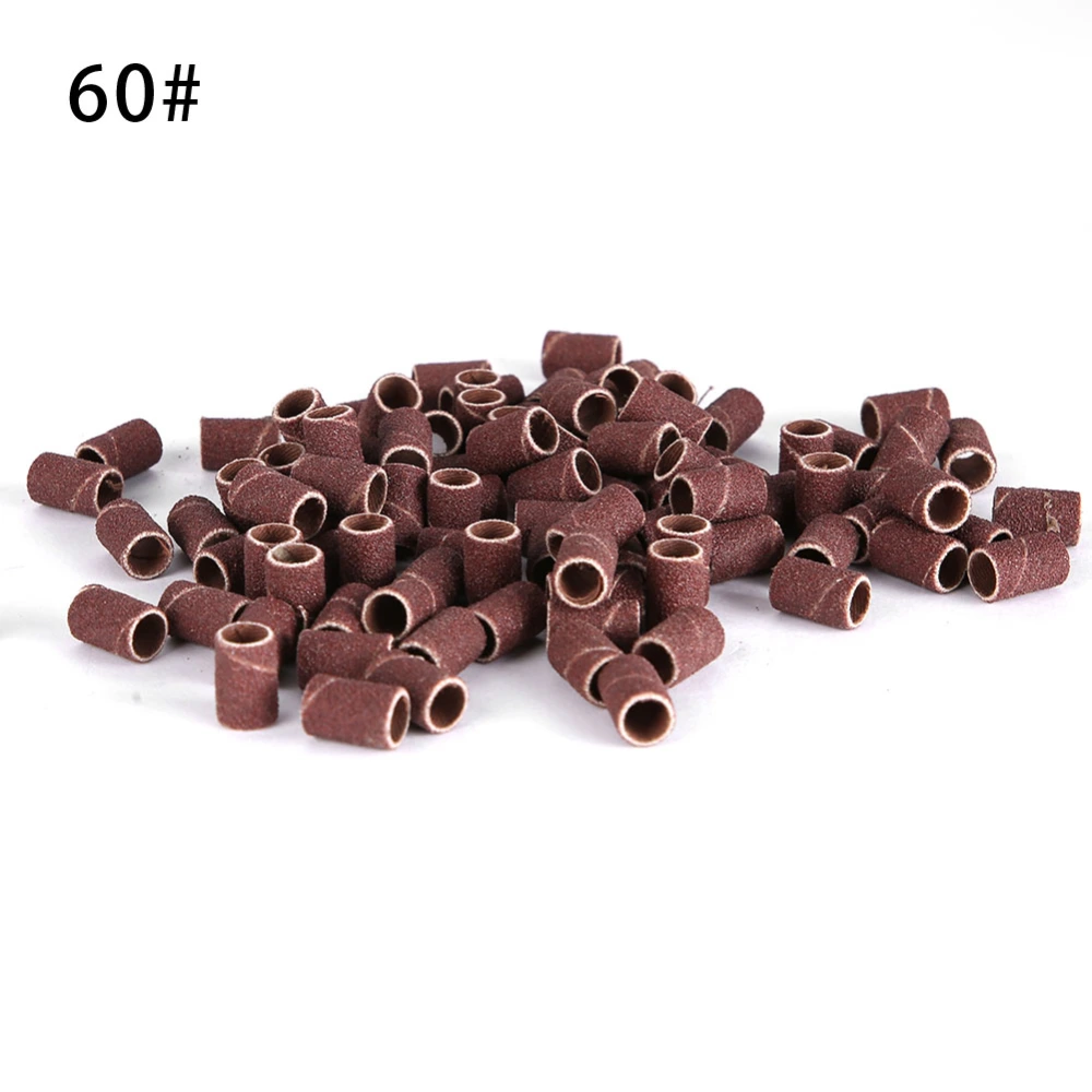 100pcs Nail Sanding Ring Grinding Head Sanding Band Ring Drill Bits Manicure Tool100pcs/#60/Coarse Sand