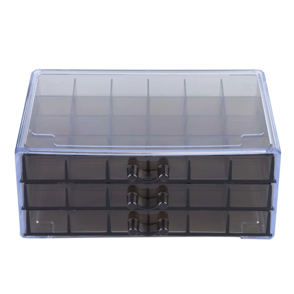 72 Grid Three Layers Nail Art Tools Accessory Storage Box Jewelry Organizer Storage CaseTransparent Black