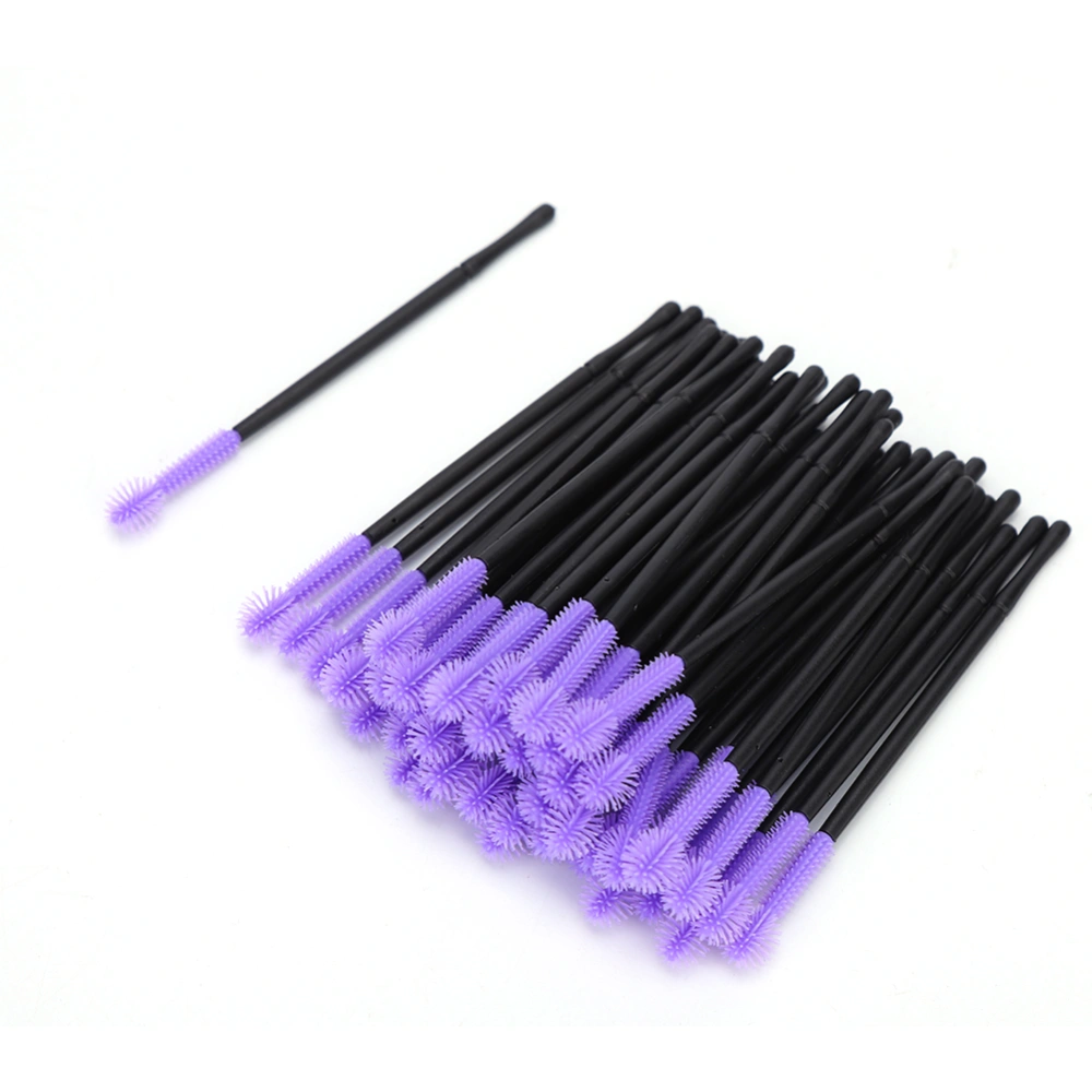 50Pcs/Set Disposable Eyelash Brush Makeup Brushes Mascara Applicator Beauty ToolPurple