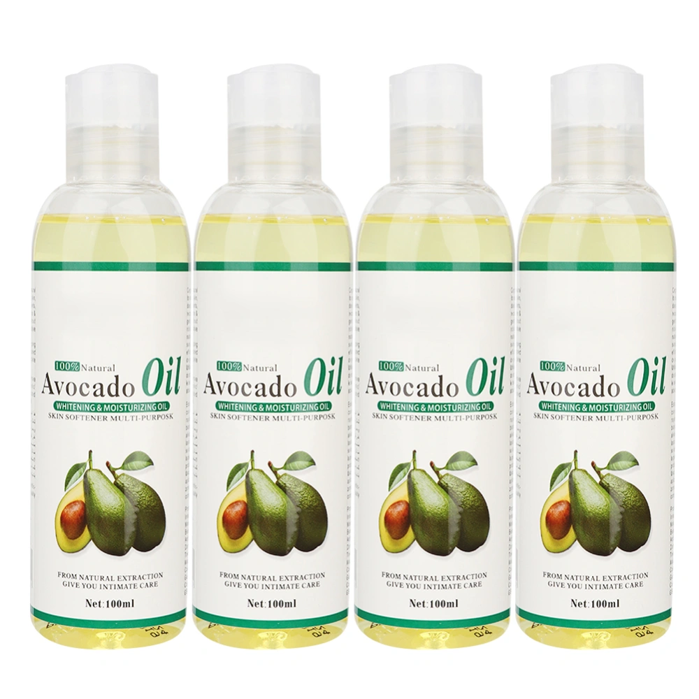 Avocado Oil Skin Moisturizing Whitening Body Relaxation Massage Essential Oil Skin Care Tool 4pcs x 100ml