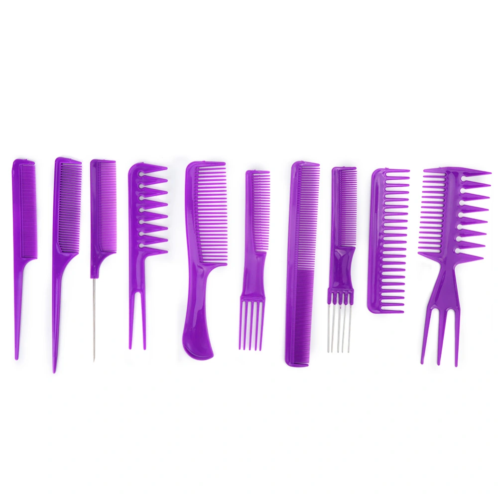 10Pcs Plastic Massage Anti Static Hair Scalp Comb Hairdressing Home Salon Tool (Purple)