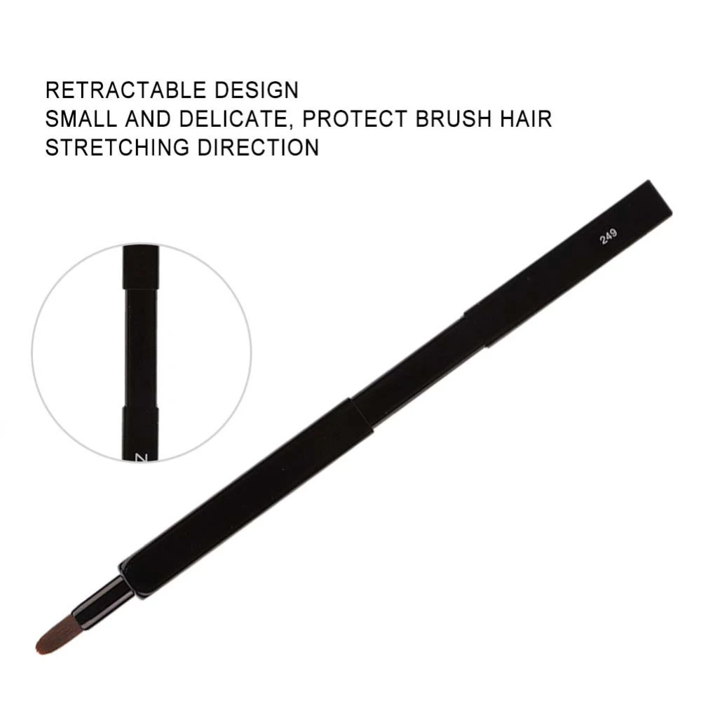 Retractable Lip Brush Portable Soft Hair Lip Gloss Cosmetic Brush Makeup Tool (Black)