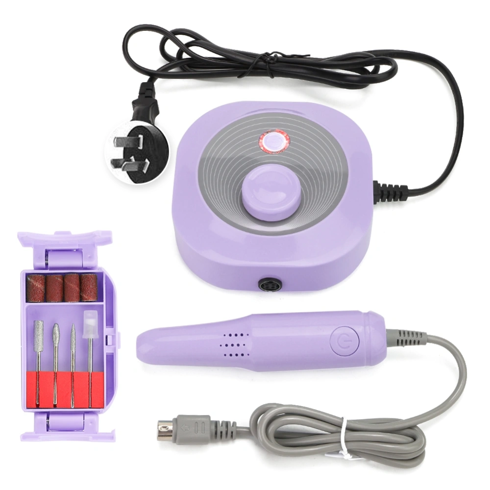 Nail Drill Machine Electric Nail Grinding Polisher Manicure Tool 110-240V (Purple AU Plug)