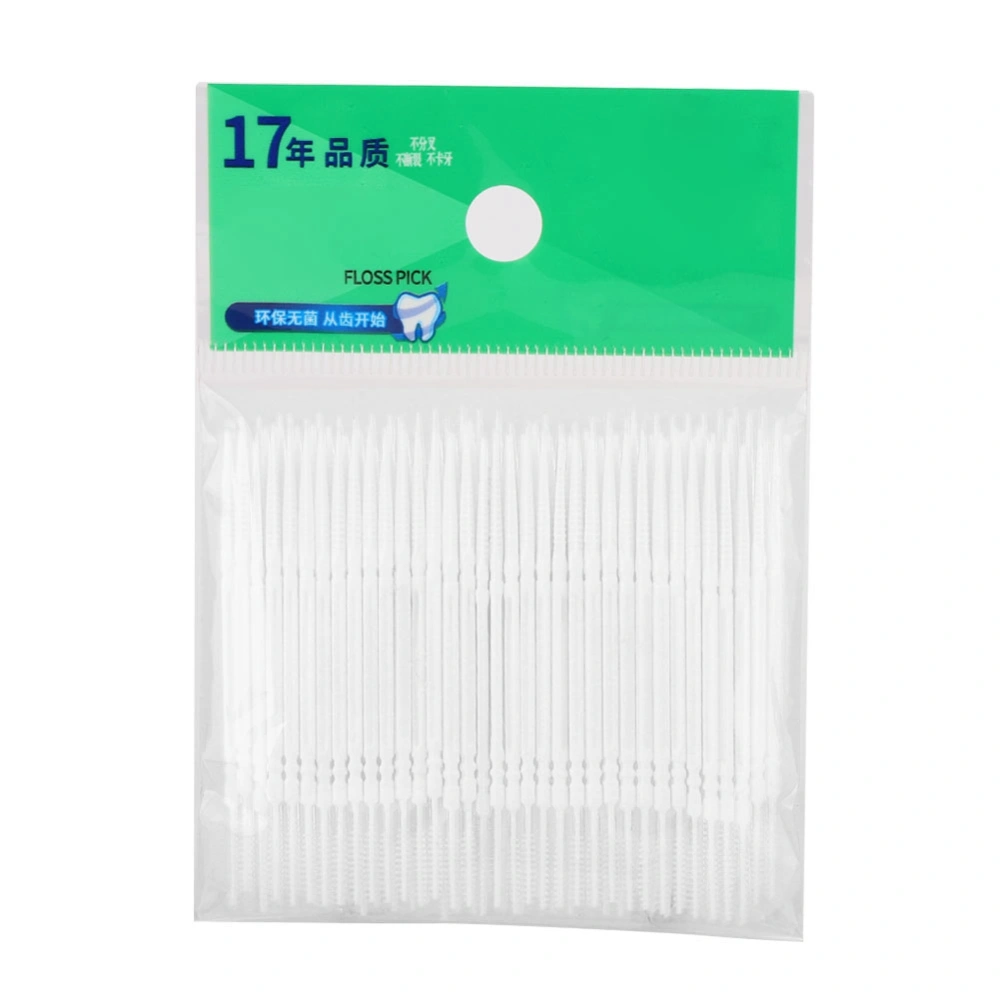 100pcs Bag Double Head Teeth Cleaning Toothpick Oral Care Floss Pick Toothpick (White)