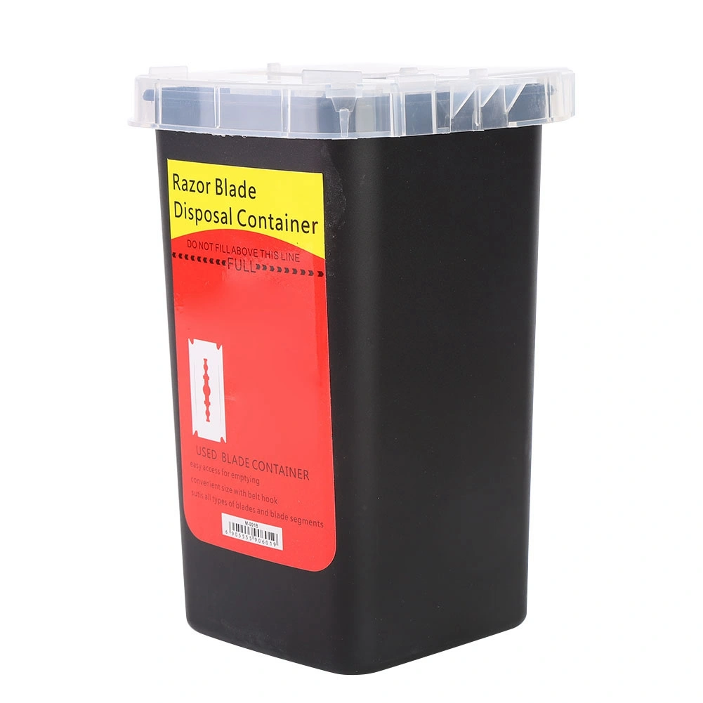 Disposal Container Case Waste Tattoo Blade Storage Box Syringe Needle Trash Can(Black)