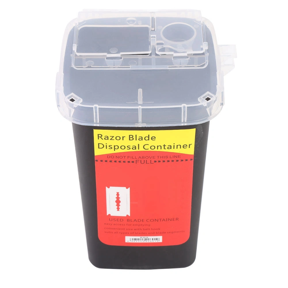 Disposal Container Case Waste Tattoo Blade Storage Box Syringe Needle Trash Can(Black)