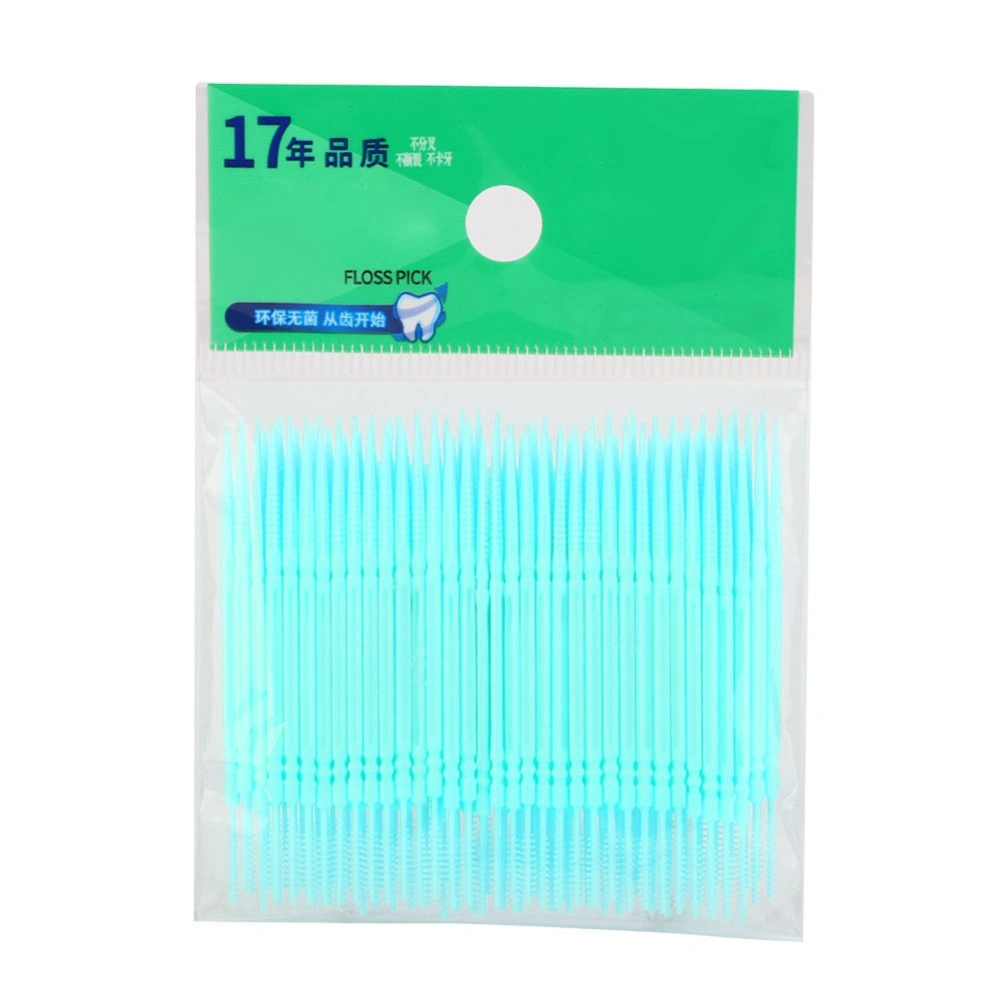 100pcs Bag Double Head Teeth Cleaning Toothpick Oral Care Floss Pick Toothpick (Green)