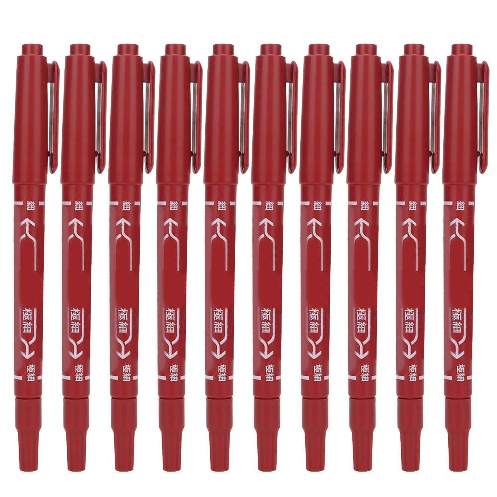 10Pcs Double End Tattoo Piercing Positioning Skin Marker Marking Pen Tattoo Tool (Red)