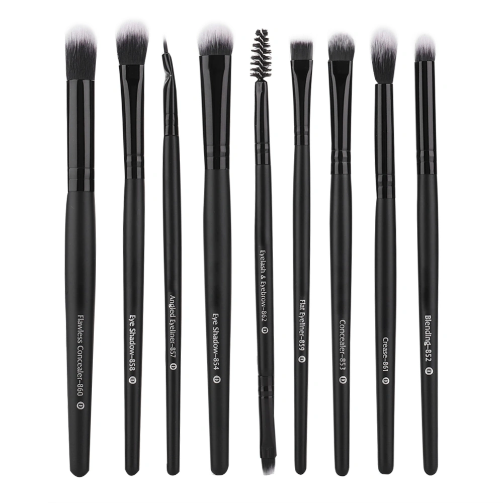 9pcs Professional Cosmetic Brush Eye Shadow Eyelash Black Handle Brush Set Makeup Tool