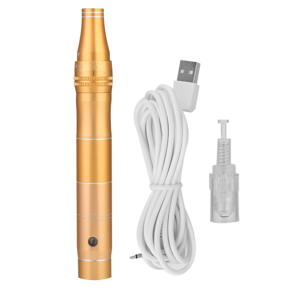 Electric Micro Needle Pen Anti Aging Skin Whitening Beauty Machine (Gold)