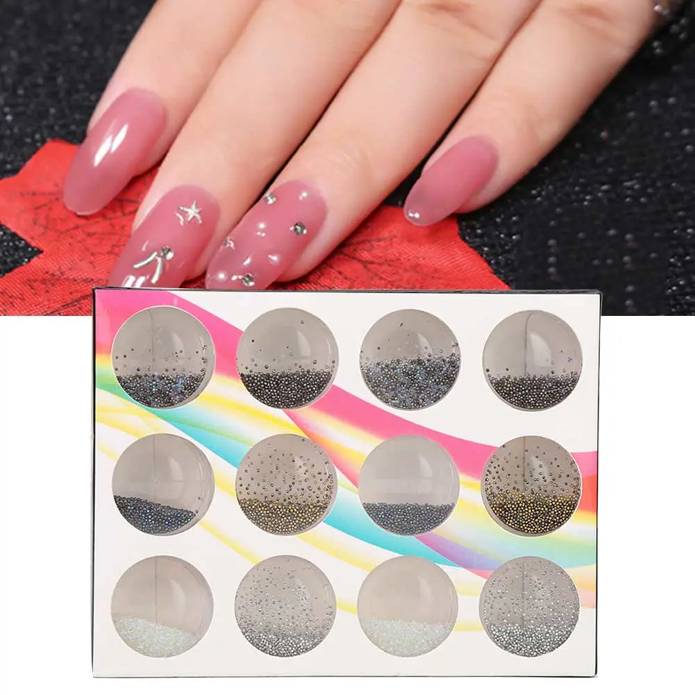 12 Grid DIY Nail Plastic Beads Nail Art Decoration Manicure Tool Accessory