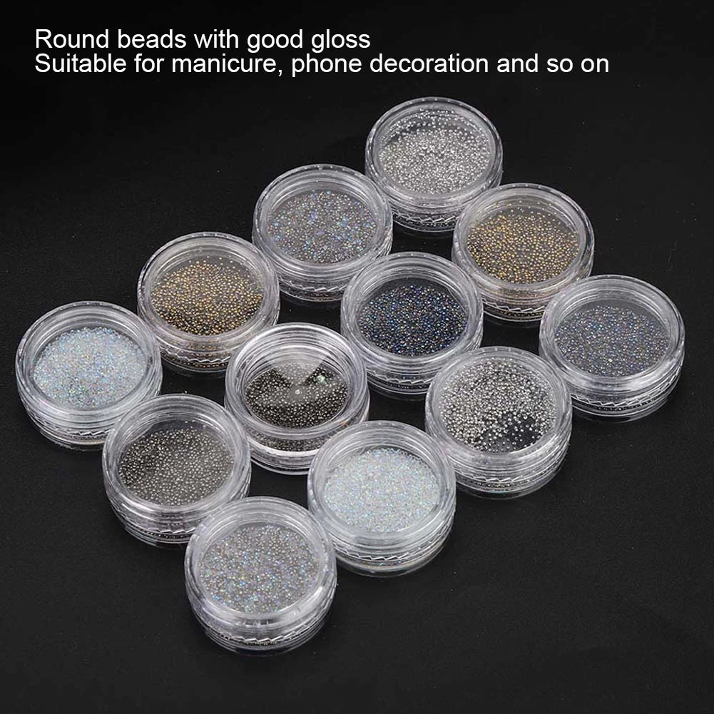 12 Grid DIY Nail Plastic Beads Nail Art Decoration Manicure Tool Accessory