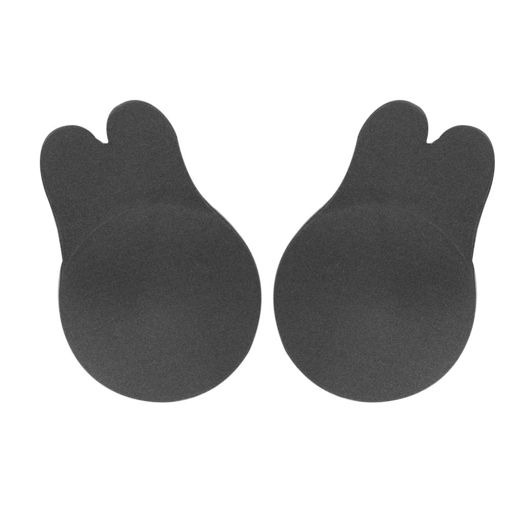 Women Solid Color Rabbit Sticky Bra Adhesive Bra Strapless Backless Bra (Black 11cm)