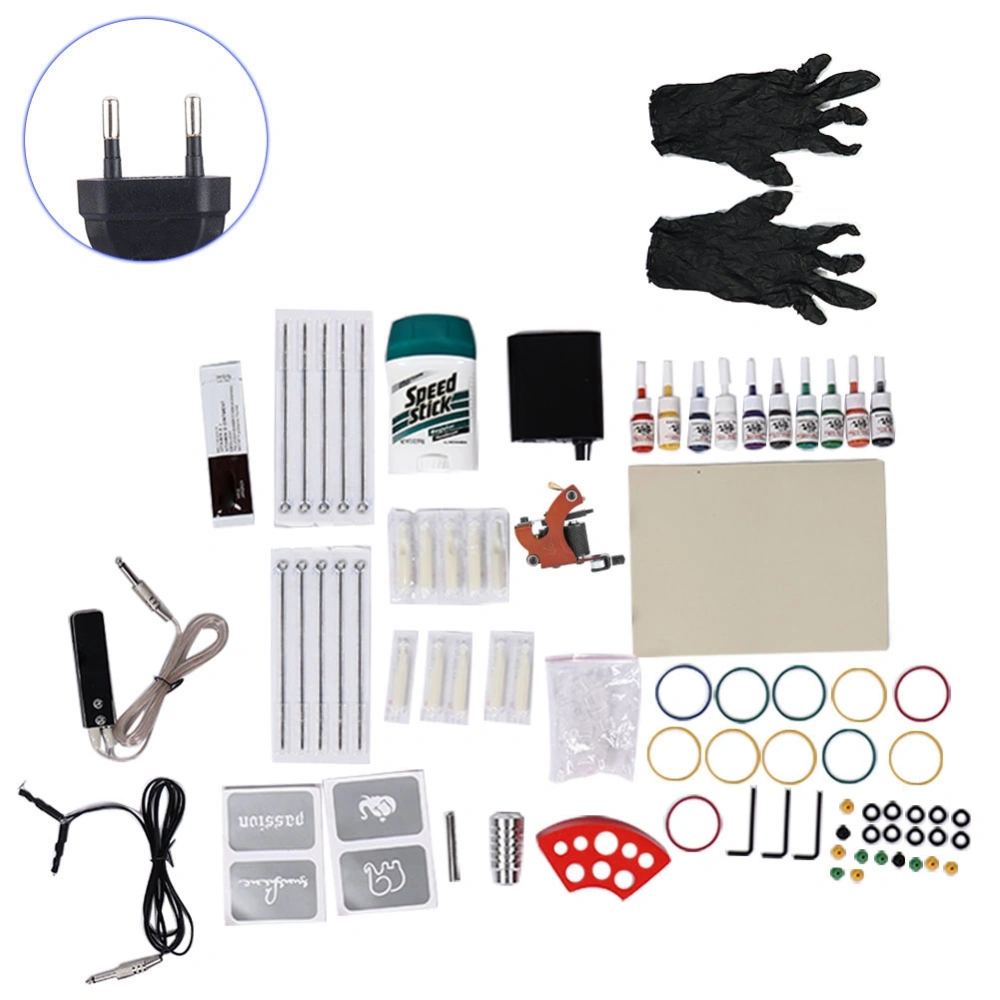 Professional Tattoo Tools Set Tattoo Machine Tattoo Power Supply Inks Pedal Handle Needles EU