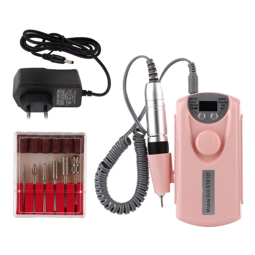 Portable Rechargeable Polisher Electric Nail Art Drill Pen Polish Manicure Machine 100-240V(EU)