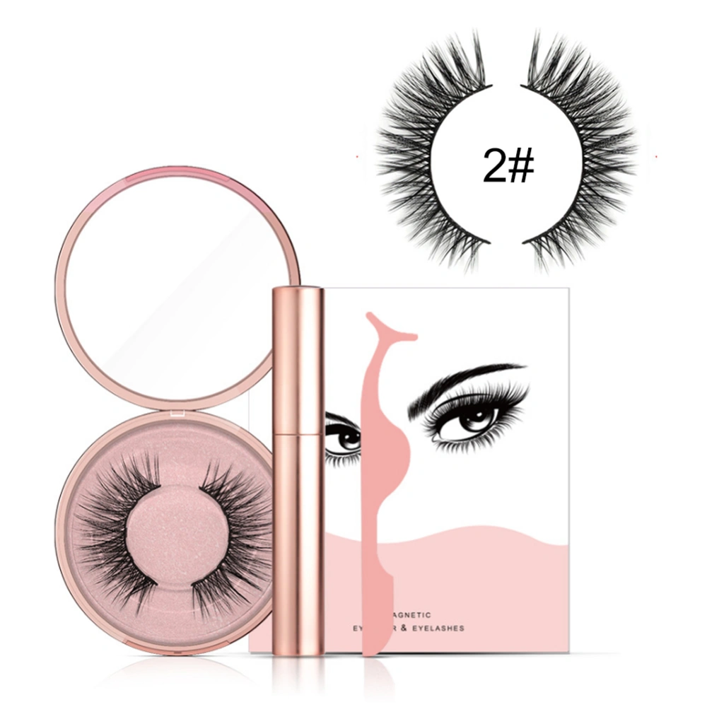 Magnetic Liquid Eyeliner Three dimensional False Eyelashes Set Magnet Eyelashes Tweezers 02#