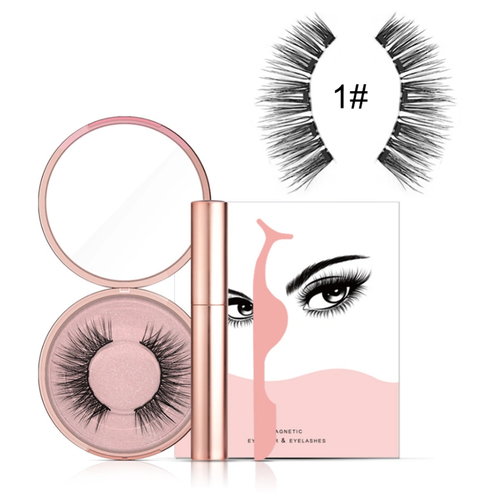 Magnetic Liquid Eyeliner Three dimensional False Eyelashes Set Magnet Eyelashes Tweezers 01#