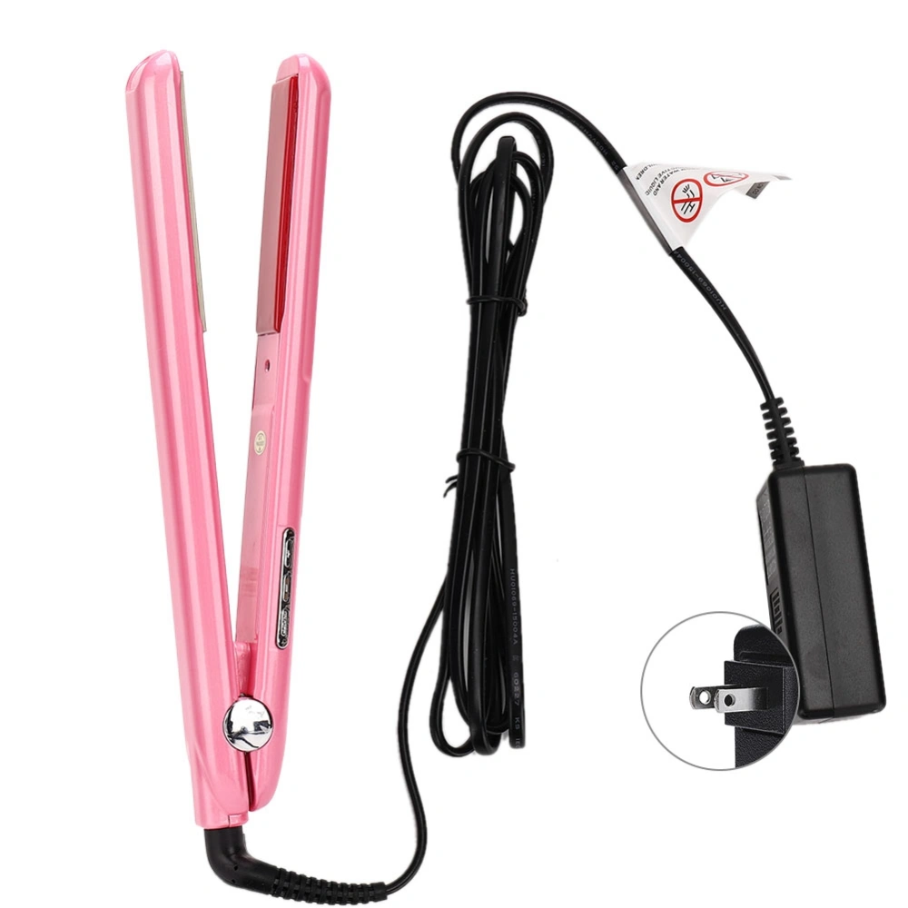 Ultrasonic Infrared Hair Straightener Cold Wave Hair Straighten Curling Iron (Pink US Plug)