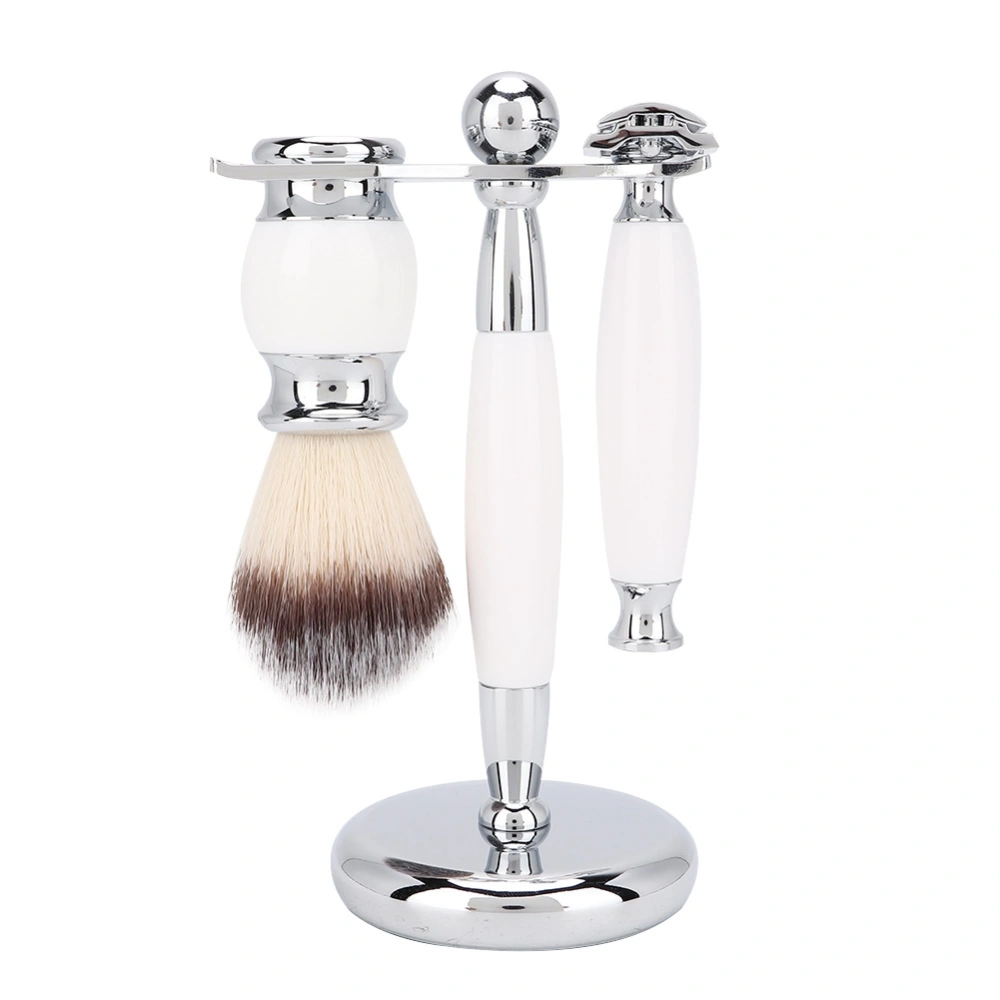 Men Retro Shaver Set Classic Razor Beard Brush Shaver Stand Holder Manual Shaving Set White