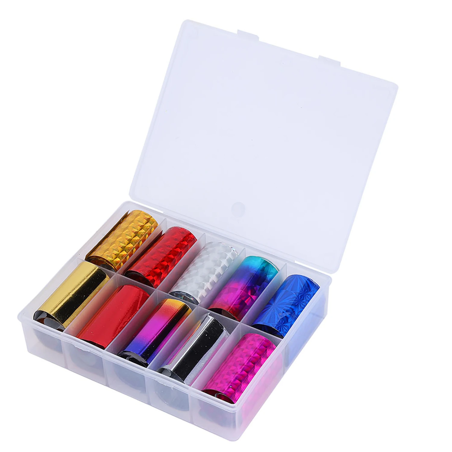 10 Rolls Box Nail Art Transfer Stickers MiX Color Foil Starry Sky Glitter Nail Wraps TZ15