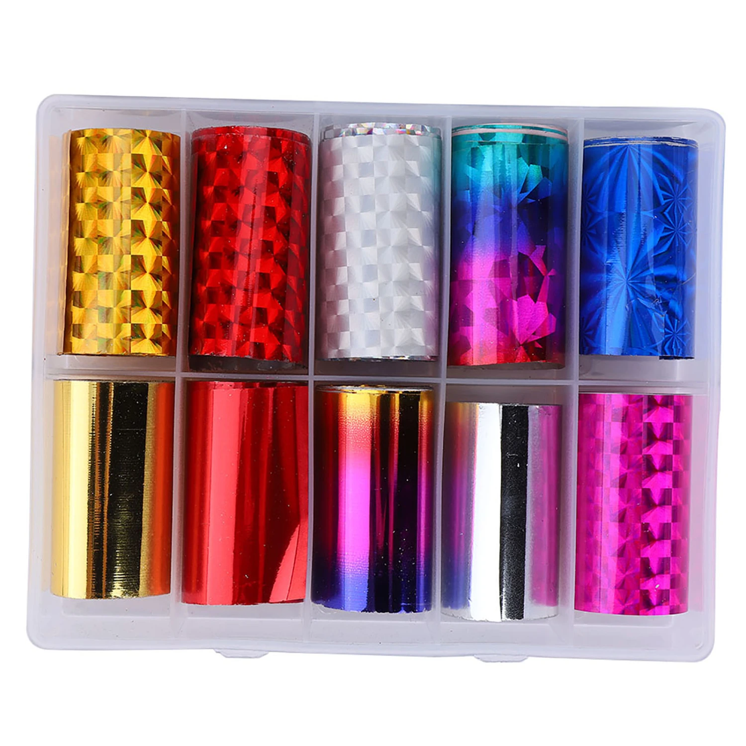 10 Rolls Box Nail Art Transfer Stickers MiX Color Foil Starry Sky Glitter Nail Wraps TZ15