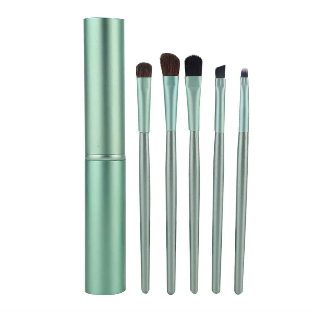 5pcs Portable Cosmetic Brush Eyeshadow Foundation Powder Brush Set Makeup Tool (Green)