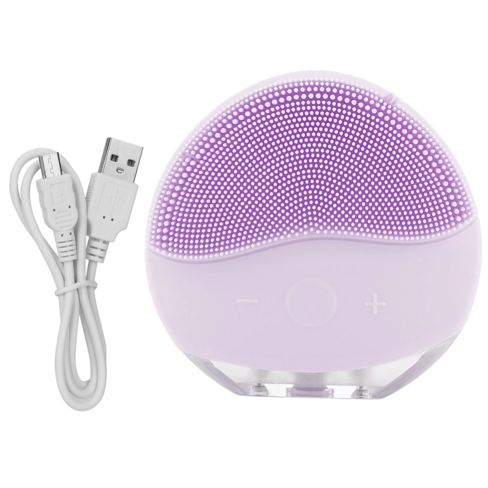 USB Charging Electric Silicone Face Cleansing Instrument Pore Cleaner Massager Brush (Purple)