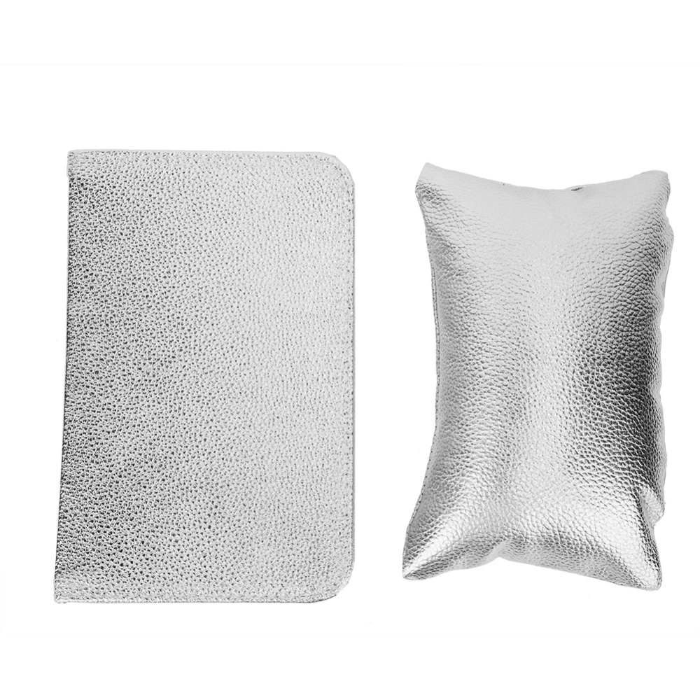 Nail Art Hand Pillow Pad Set Hand Arm Rest Holder Cushion Foldable Table Mat Manicure Silver