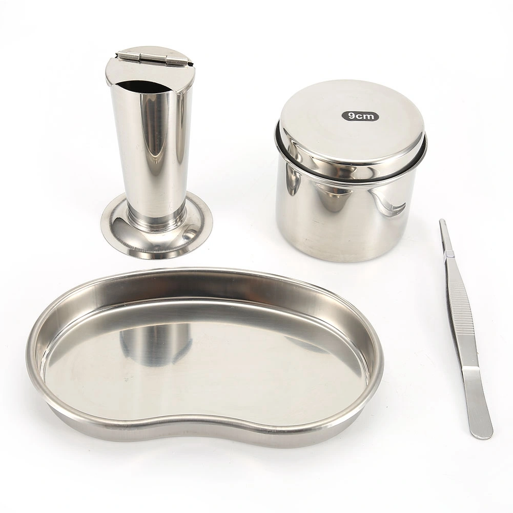 Tattoo Disinfection Kit Medical Stainless Steel Disinfection Plate Tank Jar Tray Tweezer M