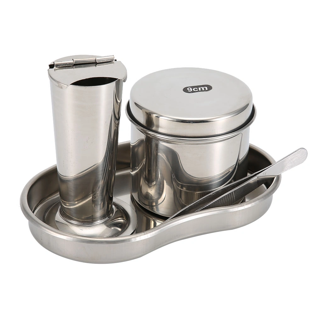 Tattoo Disinfection Kit Medical Stainless Steel Disinfection Plate Tank Jar Tray Tweezer M