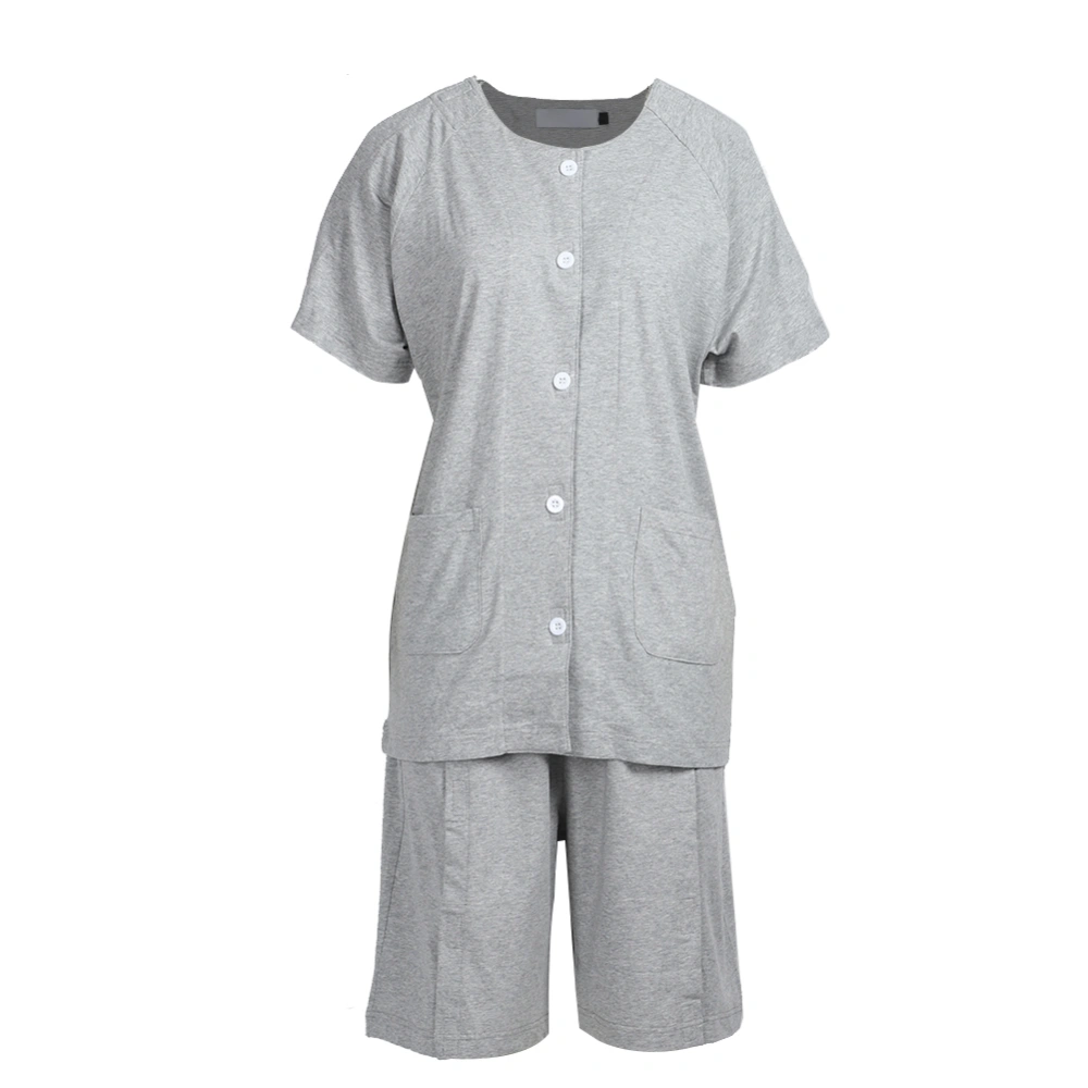 Summer Short Sleeve Adult Incontinence Nursing Clothes Convenient to Take off Nursing Suit XL