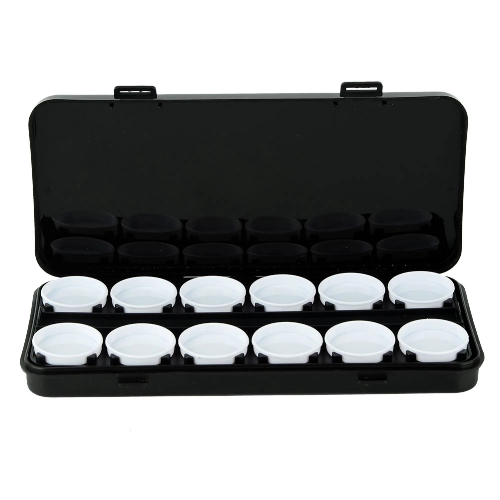 24 Slots Nail Polish Color Mixing Plate UV Gel Manicure Painting Detachable Box Black