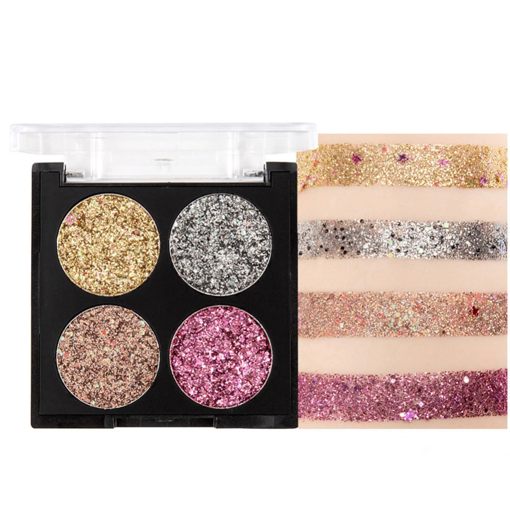 4 Colors Diamond Glittering Eyeshadow Powder Shiny Pigmented Eyeshadow Palette (02#)