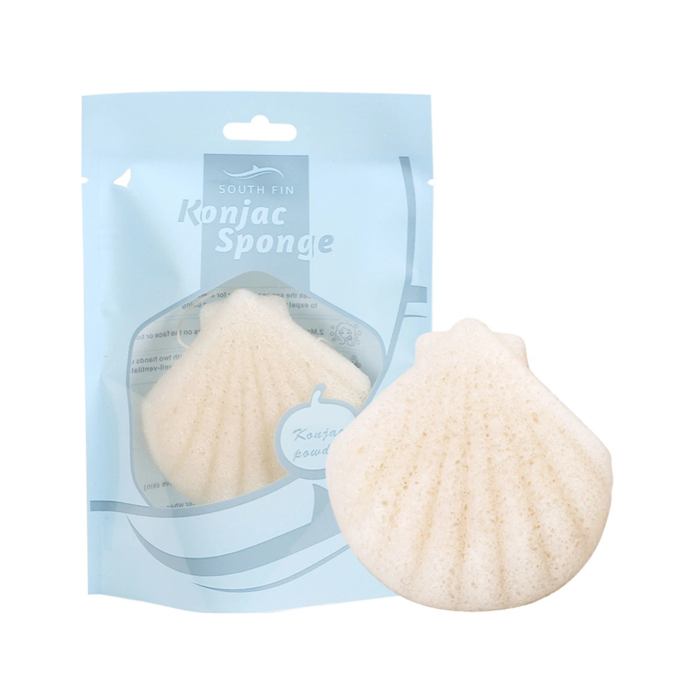 Cowry Shaped Konjac Washing Face Sponge Puff Facial Cleansing Care Tool Wet/Dry White