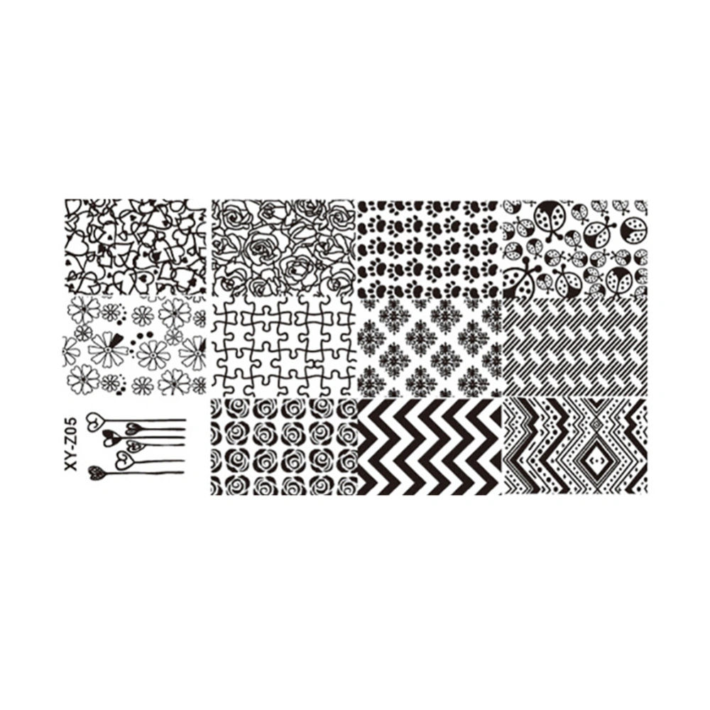 Stainless Steel Rectangle Nail Art Stamping Plate DIY Manicure Printing Image Template z05#