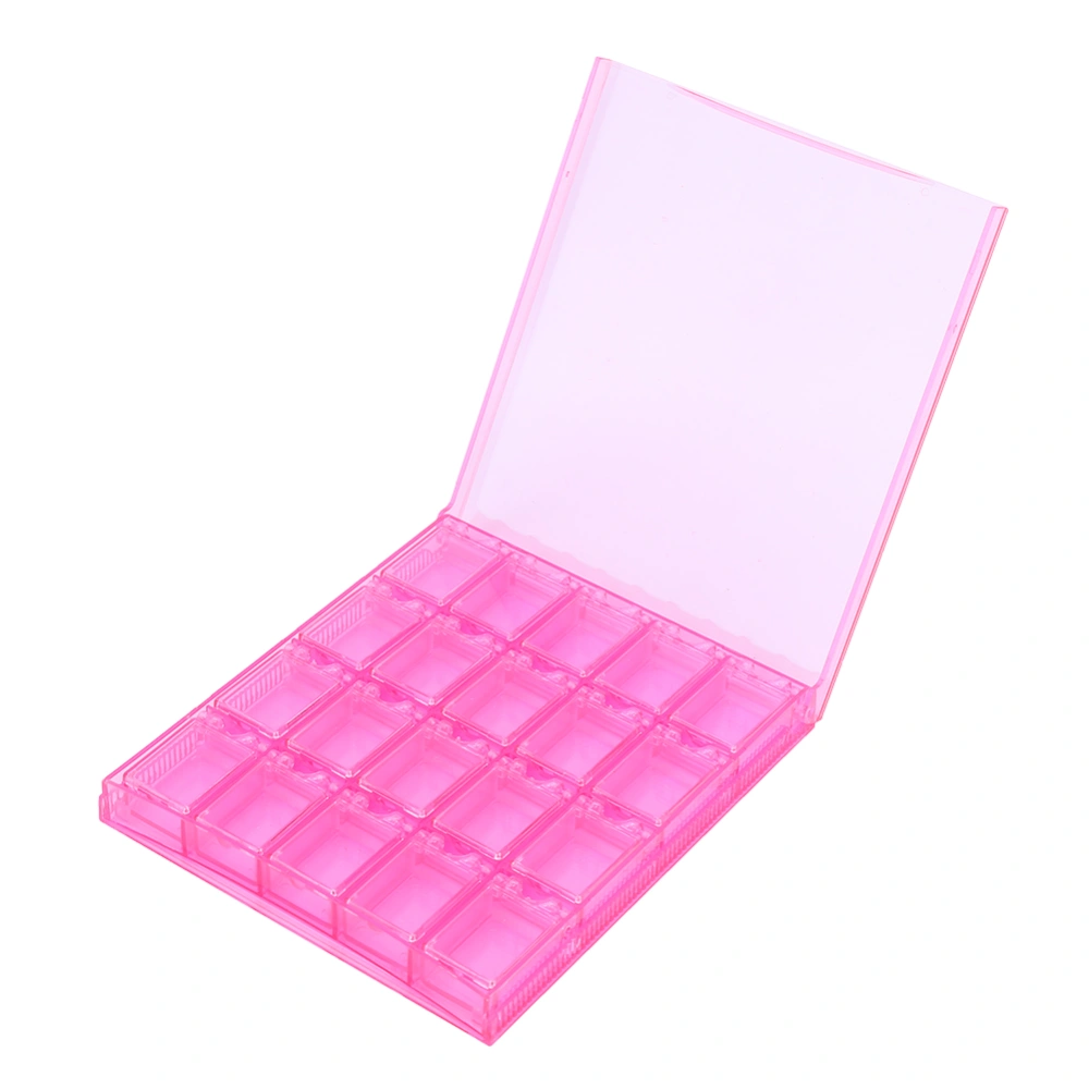 20 grids Nail Decoration Sequence Organize Box Transparent Empty Nail Art Storage Box(Rose Red)