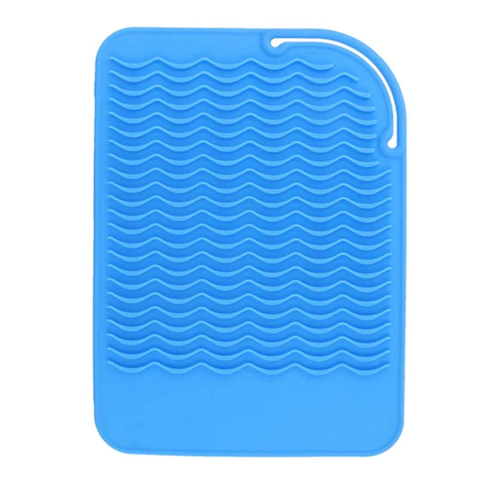 Heat resistant Heat Insulation Pad Foldable Mat for Electric Hair Roller Stick (Blue)