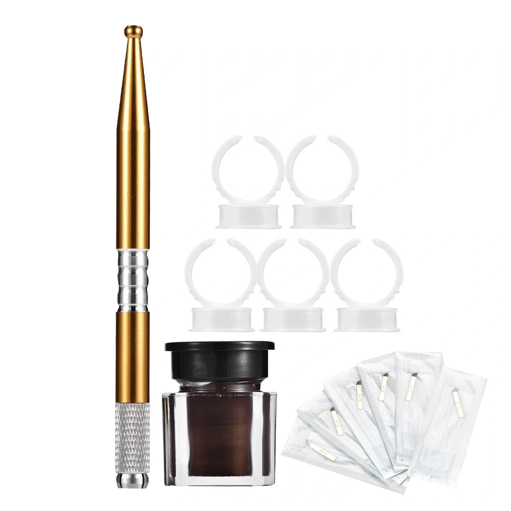 Semi permanent Tattoo Practice Tools Set Microblading Eyebrow Tattoo Ink Needle Ring Cup Pen