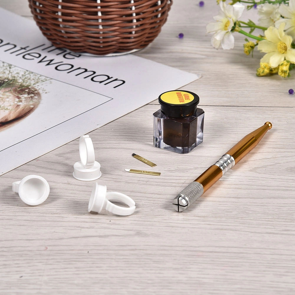 Semi permanent Tattoo Practice Tools Set Microblading Eyebrow Tattoo Ink Needle Ring Cup Pen