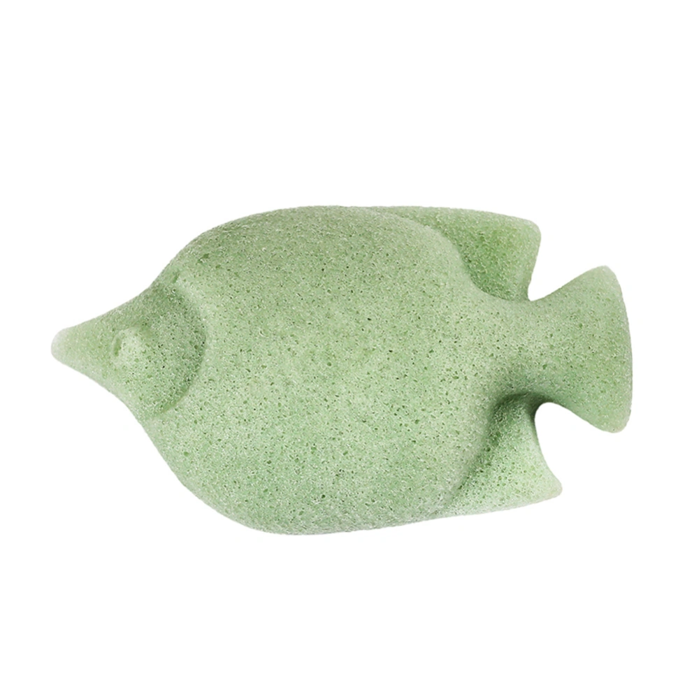 Fish shape Wash Face Flutter Natural Face Body Care Sponges Dry (Green)