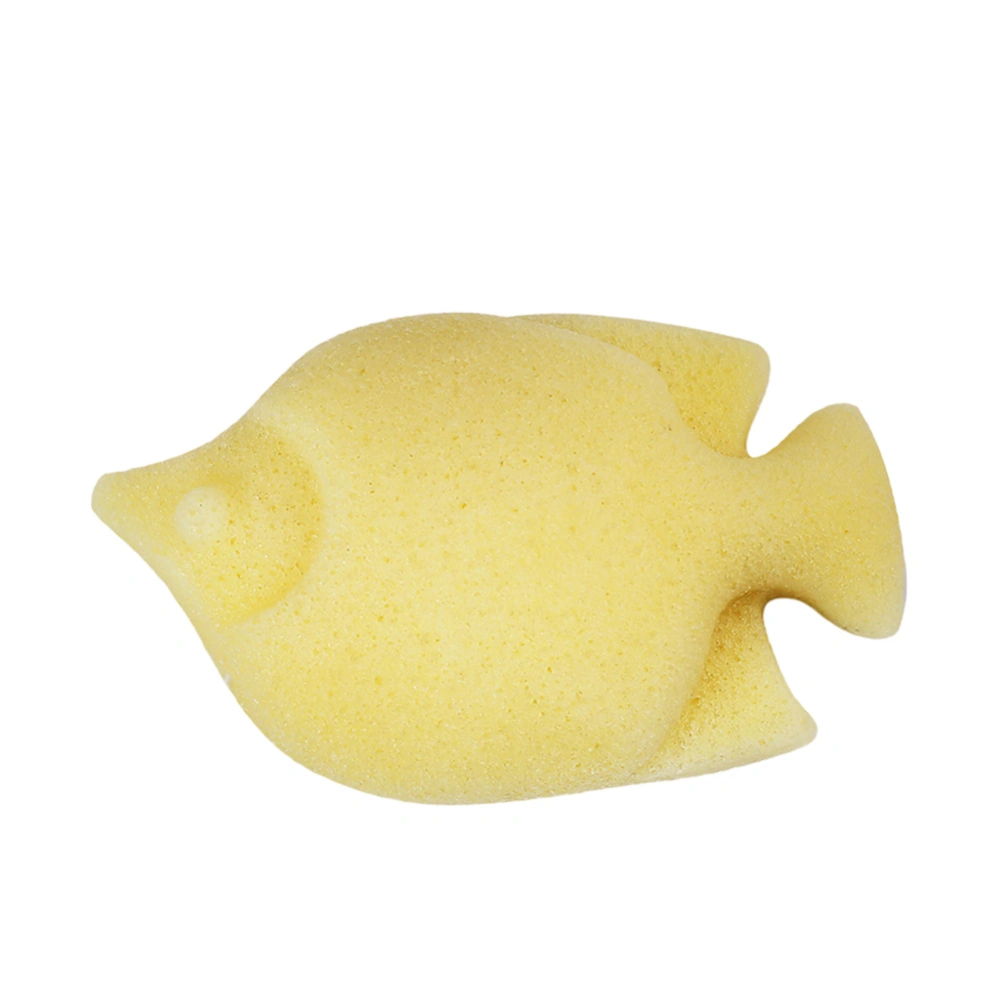 Fish shape Wash Face Flutter Natural Face Body Care Sponges Dry (Light Yellow)