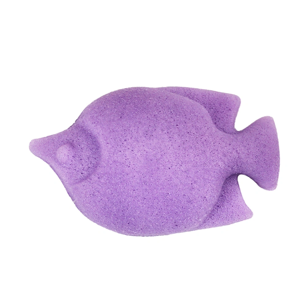 Fish shape Wash Face Flutter Natural Face Body Care Sponges Dry (Purple)