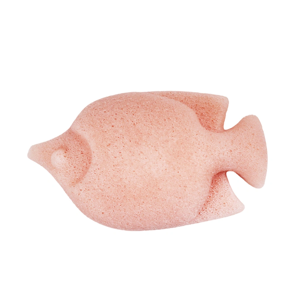 Fish shape Wash Face Flutter Natural Face Body Care Sponges Dry (Pink)