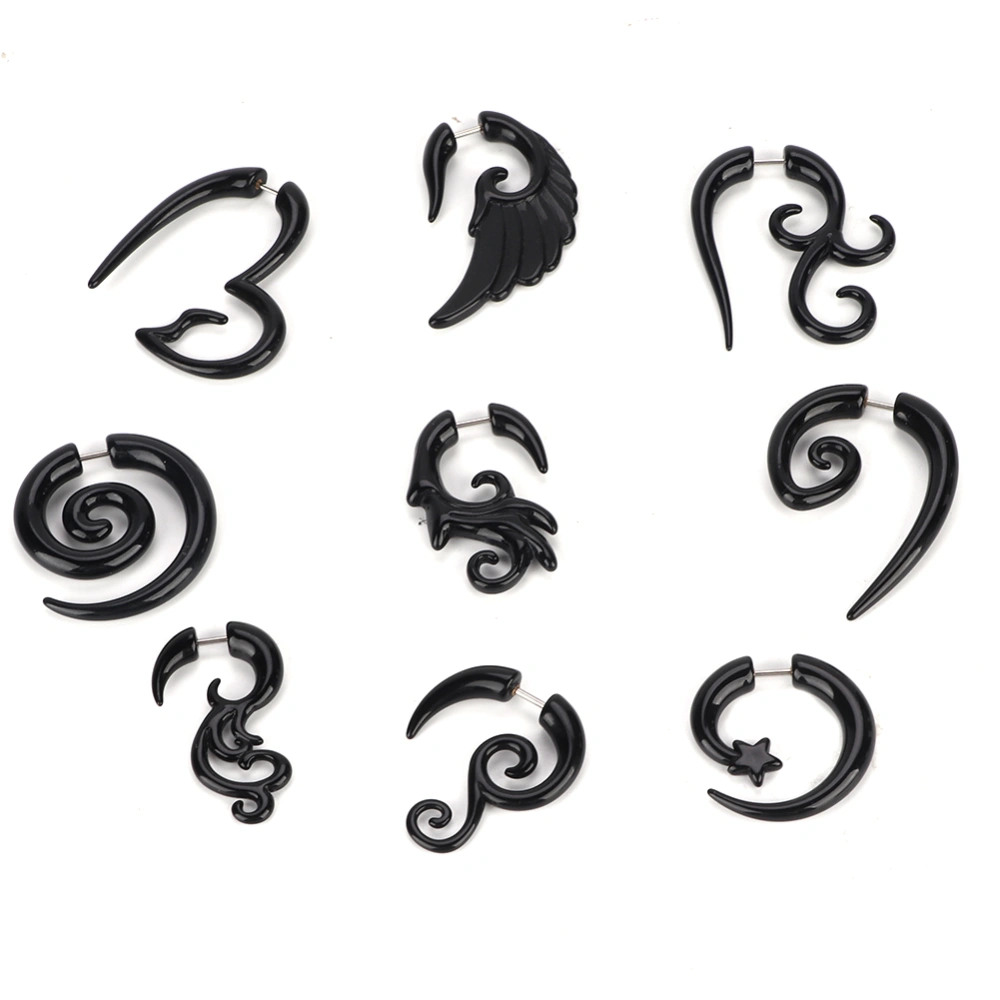 9pcs / Set Acrylic Earrings Punk Style Ear Stud Piercing Jewelry