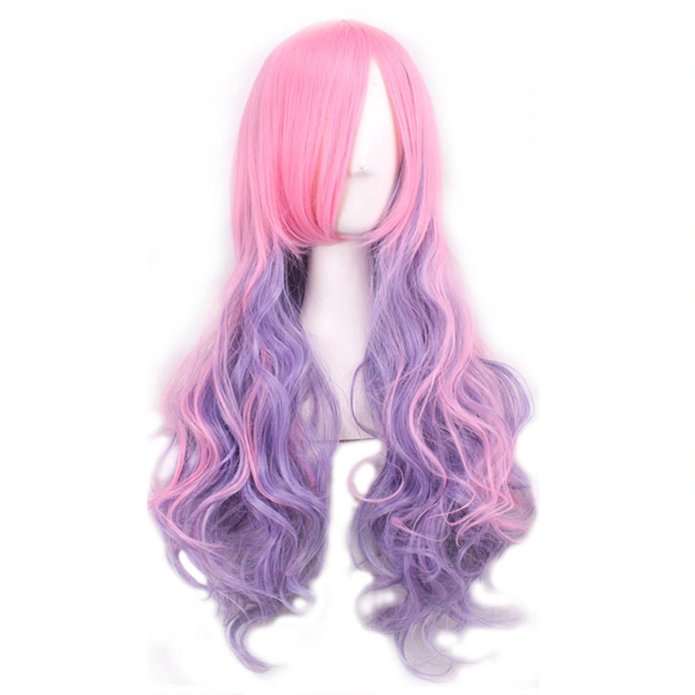 Long Curly Hair Synthetic Wig Gradient Purple Cosplay Wigs for women lady