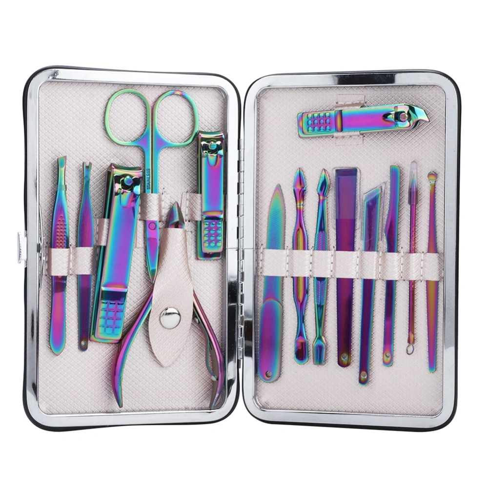 15Pcs/Set Portable Nail Clippers Manicure Scissors Grooming Tool Kit Stainless Steel Rustproof