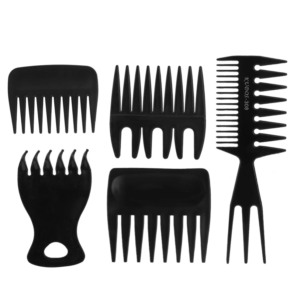 5pcs Men Retro Oil Hair Hairdressing Comb Portable Wide Large Tooth Hairstyle Comb