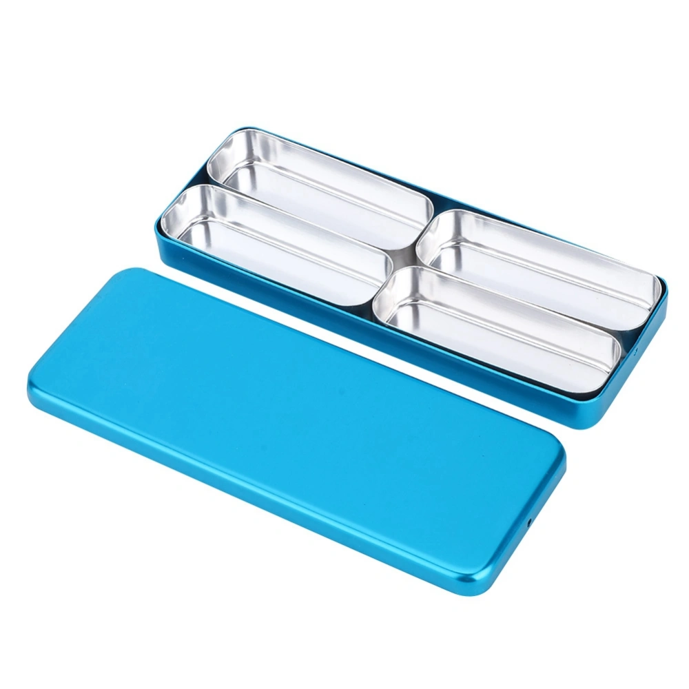 4 Grids Dental Disinfection Box Case High Temperature Sterilization Dental Burs Oral Tool Blue