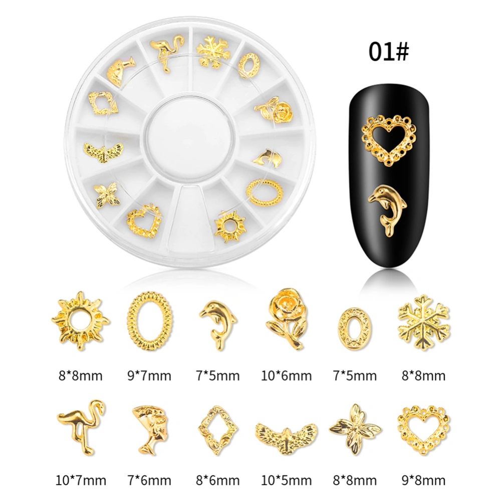 1 Box Nail Art Decoration Nails Rhinestone Manicure DIY Accessory Tools (01Gold)