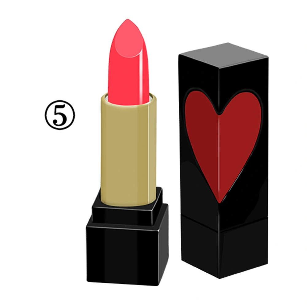 5 Colors Heart shaped Lipstick Lipgloss Rotary Lip Cosmetic 05